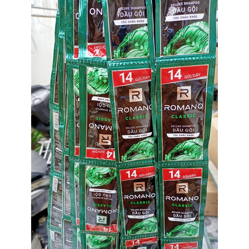 Set 50 gói dầu gội Romano 5g (Xanh lá - Xanh dương - Đỏ - đen - 5in1)