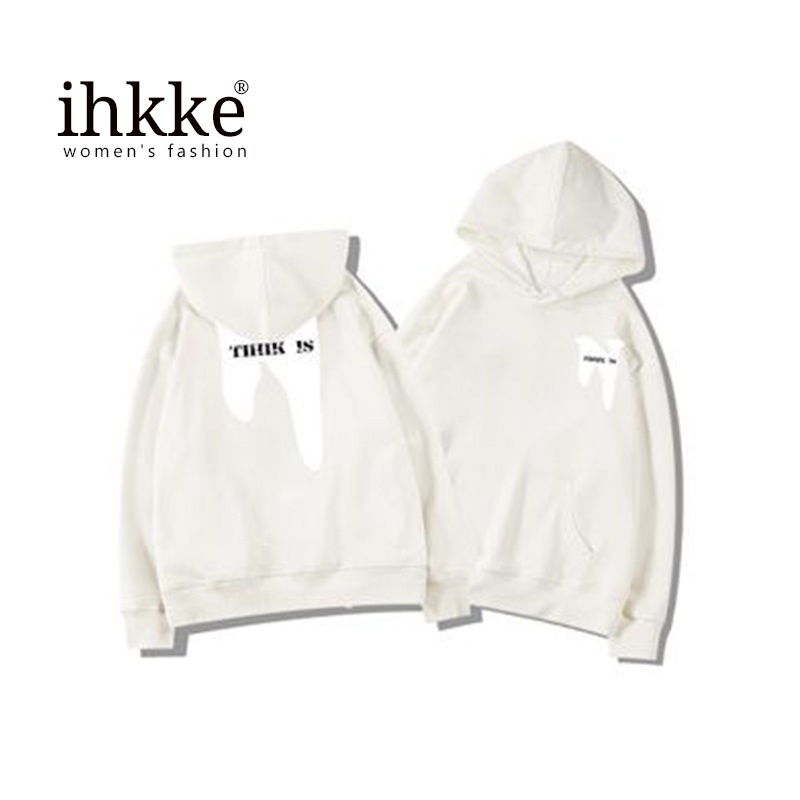 Áo hoodie Ihkke dáng rộng phong cách retro Mỹ thời trang mùa thu