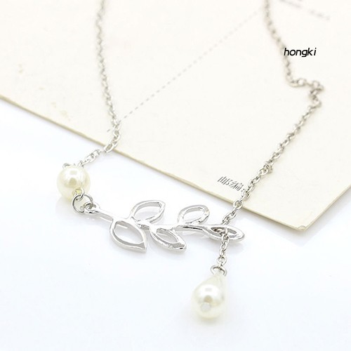 Vòng cổ choker thiết kế hình cành lá đính ngọc trai giả thanh lịch cho nữ