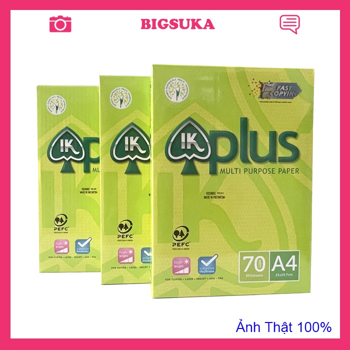 Giấy A4 IK Plus dày 70gsm 500 tờ xuất xứ Indonesia BIGSUKA