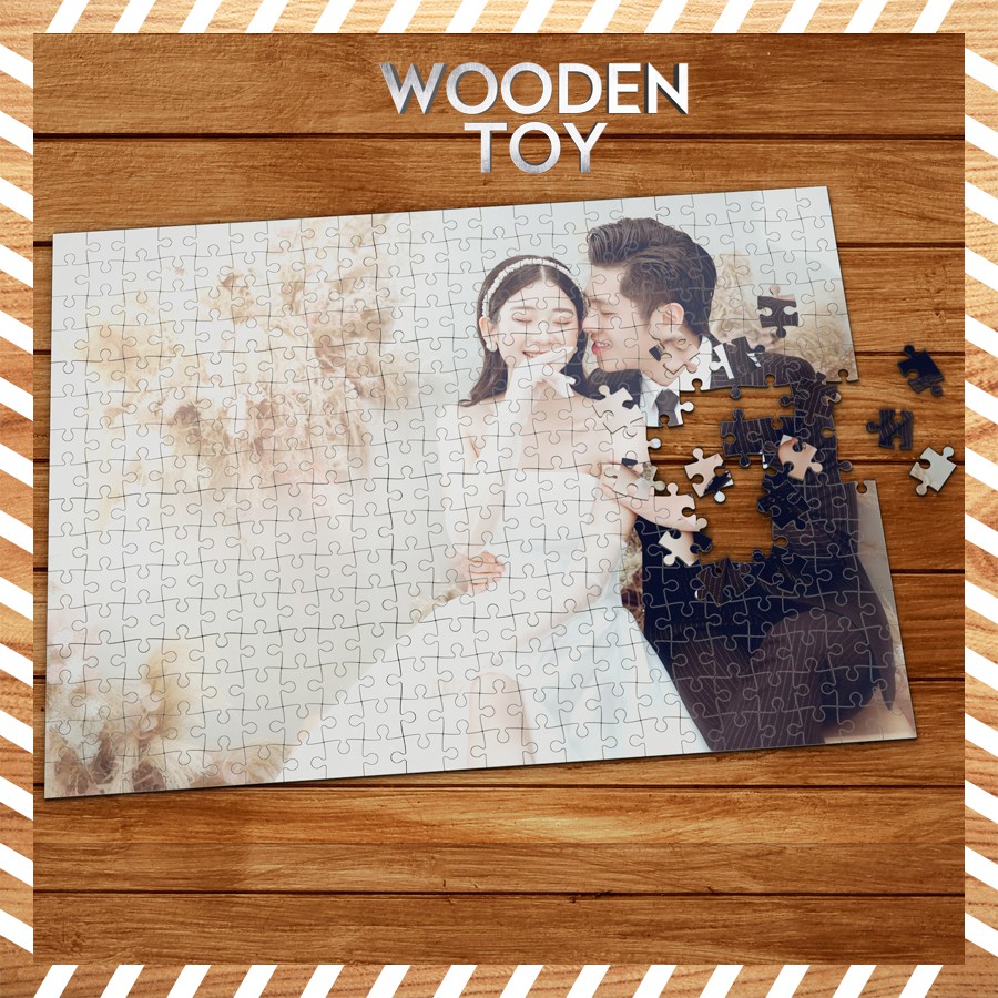 Tranh Ghép Hình ẢNH CƯỚI Theo Yêu Cầu Wooden Jigsaw Puzzle, 300 Và 500 Mảnh Ghép Chất Liệu Gỗ wt49 [MADE IN VIET NAM]