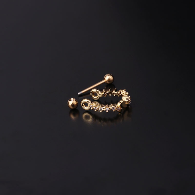 Khuyên tai đính đá Zircon đơn giản thời trang phong cách Hàn Quốc