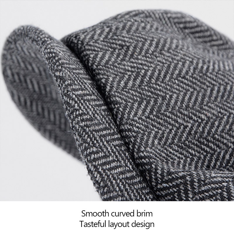 [Bán Chạy] Mũ Beret Vải Tuýt Sọc Phẳng Phong Cách Herringbone Gatsby Thời Trang Mùa Xuân Cổ Điển Cho Nam