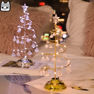 Đèn Ngủ Trang Trí Hình Cây Thông Noel Bằng Pha Lê