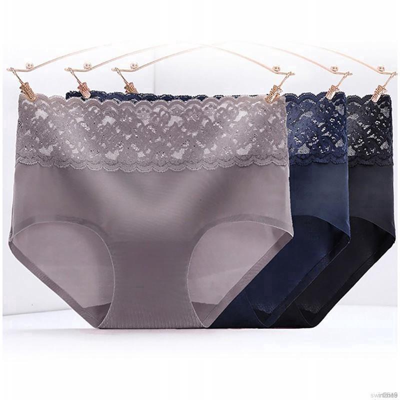 Women Beautiful Sweet Solid Color Lace High Elastic Waist Soft Briefs | BigBuy360 - bigbuy360.vn