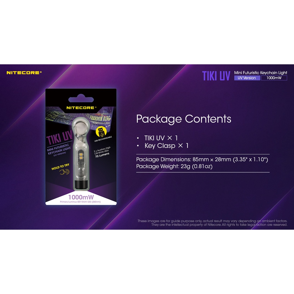 NITECORE TIKI UV multi-purpose UV flashlight, micro USB charging