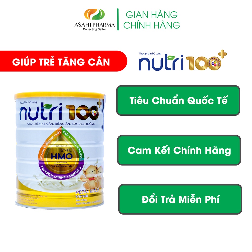 Sữa bột dinh dưỡng giúp trẻ tăng cân NUTRI 100+ Pedia Gold 900g