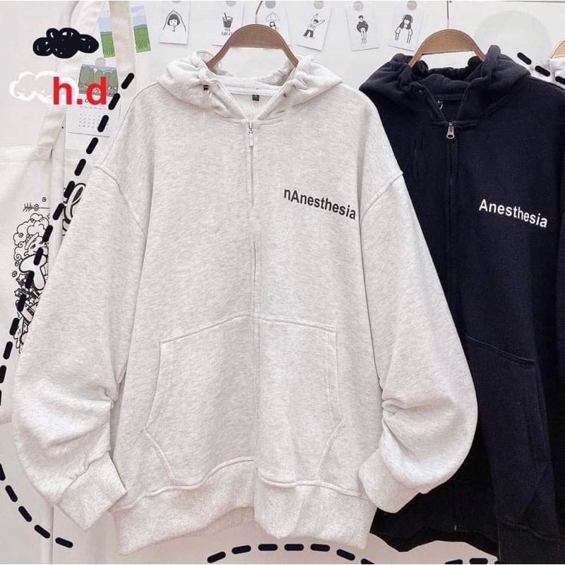 Áo khoá nỉ chữ nhỏ anes HD11