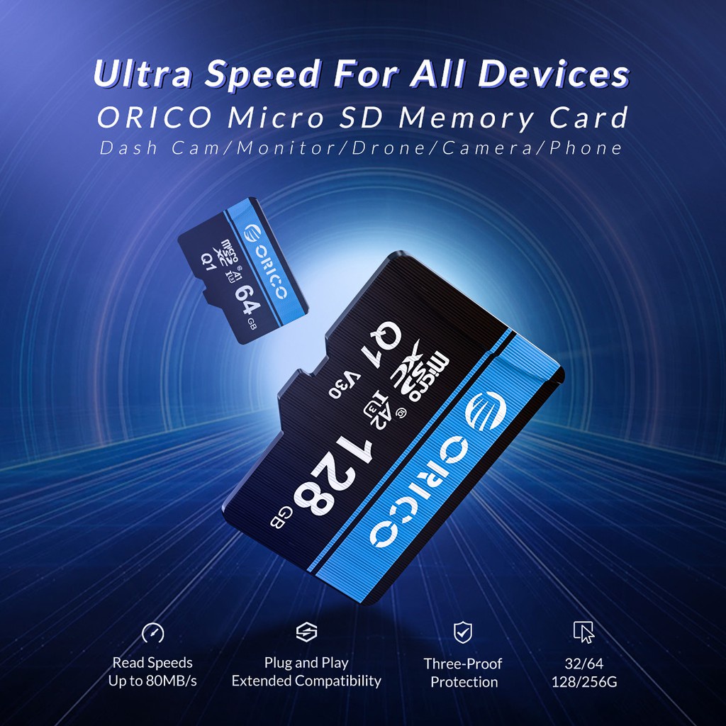 Thẻ Nhớ Micro SD ORICO MSQ1 Tốc Độ Cao 80MB/S Dung Lượng 256GB/128GB/64GB/32GB/8GB - Hàng Chính Hãng