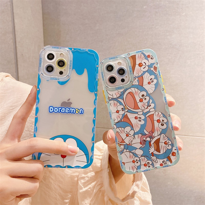 Ốp điện thoại trong suốt chống sốc hình Doraemon cho IPhone 12 13 11 Pro X XR Max 8 7 Plus XS Max