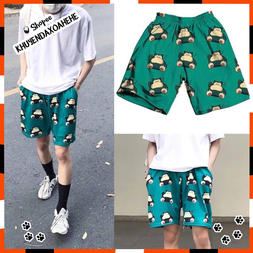 Q016 Quần đùi hoa có túi Sooc ống rộng hoạt hình unisex Short lửng ngắn in cartoon nam nữ đi ngủ chơi biển mặc đôi, nhóm | BigBuy360 - bigbuy360.vn