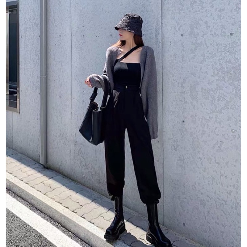 [SẴN-TÁCH SET] Set áo khoác len croptop nhiều màu + áo 2 dây Ulzzang siêu chất ❤️ | BigBuy360 - bigbuy360.vn