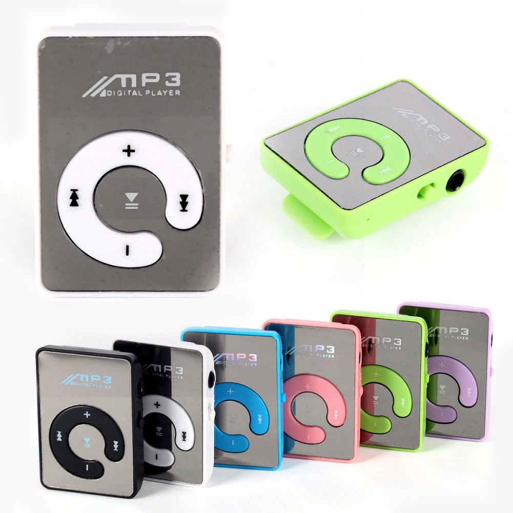 Máy Nghe Nhạc MP3 Kỹ Thuật Số Mặt Gương Mini Hỗ Trợ Thẻ TF / Micro Kèm Kẹp Giữ