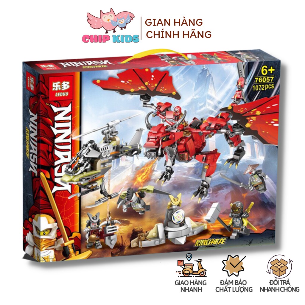Lắp ghép Lego ninjago🔥𝐀̉𝐍𝐇 𝐓𝐇𝐀̣̂𝐓🔥 Rồng Chiến Đấu 76057/1072 Chi Tiết-Đồ Chơi Thông Minh Cho Bé.