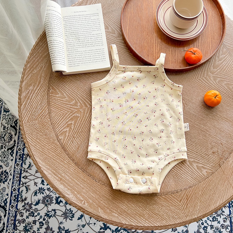 Bộ Áo Liền Quần 100% Cotton Sát Nách In Hình Quả Chanh Co Giãn Tốt Thời Trang Mùa Hè Cho Bé