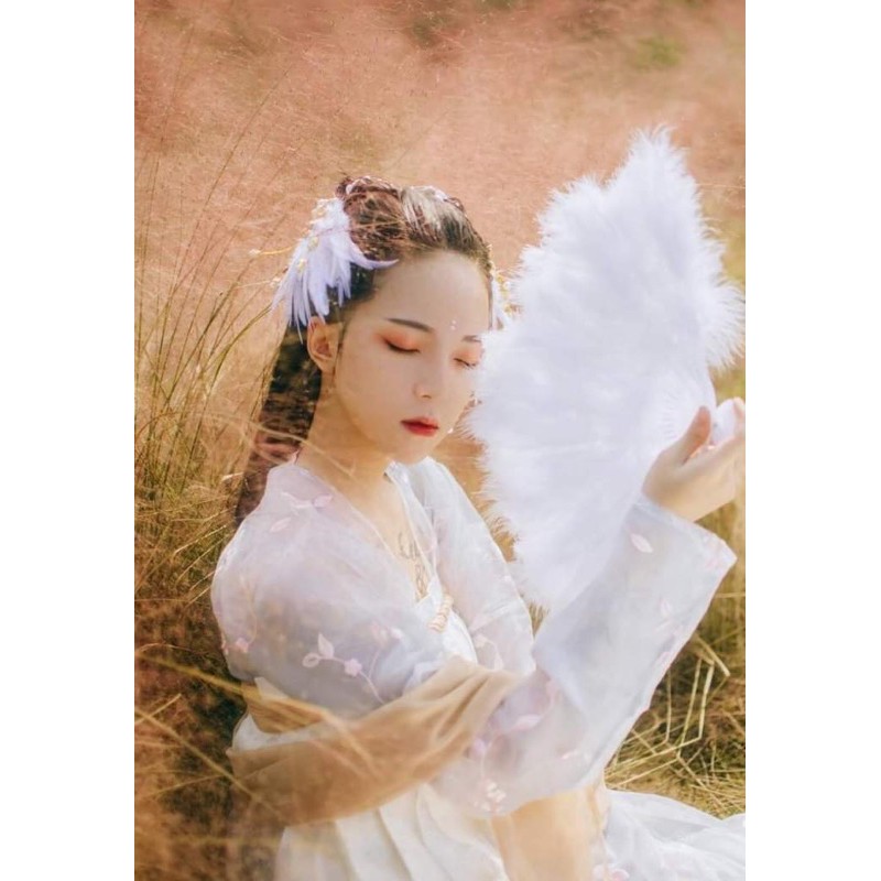 -Quạt chụp ngoại cảnh lông vũ(ảnh thật)