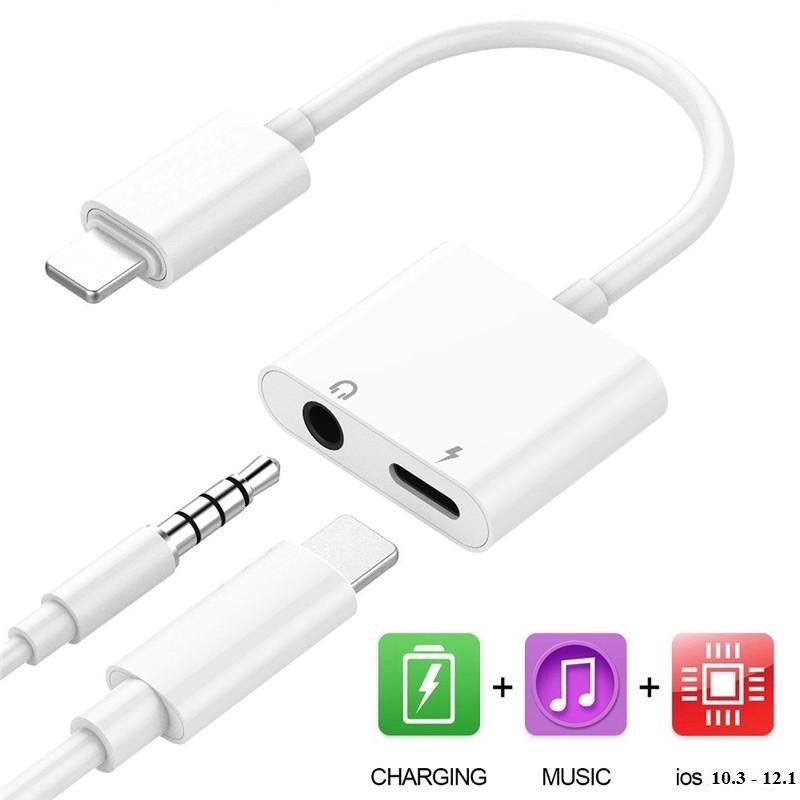 2in1 Audio Adapter charging Earphone Cable For iPhone 6 7 8 Aux Jack headset For Lightning 3.5 mm To Headphone splitter