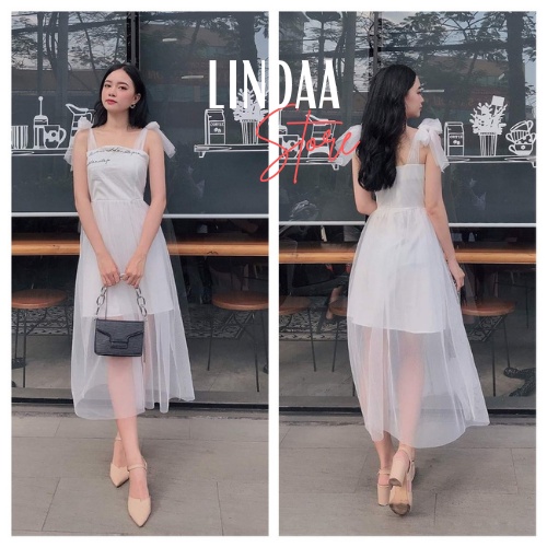 ĐẦM DỰ TIỆC THÊU CHỮ TÙNG PHỐI LƯỚI VOAN VANESSA DRESS