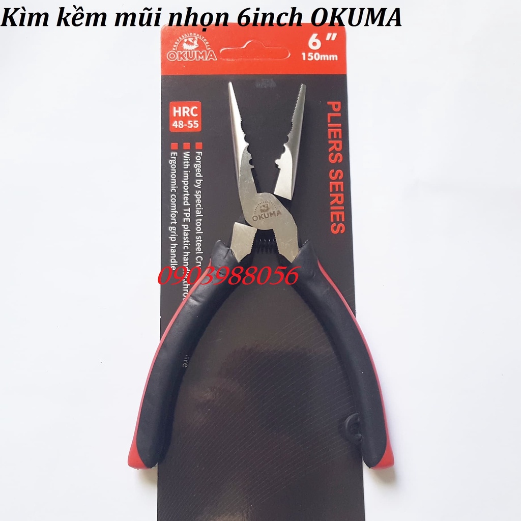 Kìm kềm mũi nhọn 6inch OKUMA