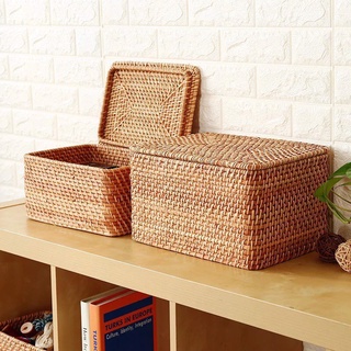 Giỏ mây tre đan chữ nhật có nắp