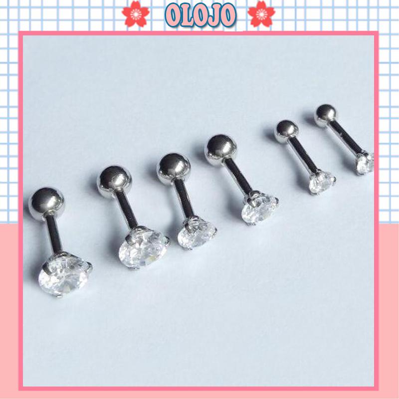 Bông Tai Đính Đá Zircon Bằng Thép Siêu Sáng