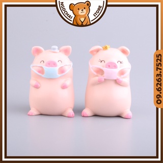 Mô hình Heo đeo khẩu trang đáng yêu (Set 2)  | Tiểu cảnh Heo hồng để bàn mini
