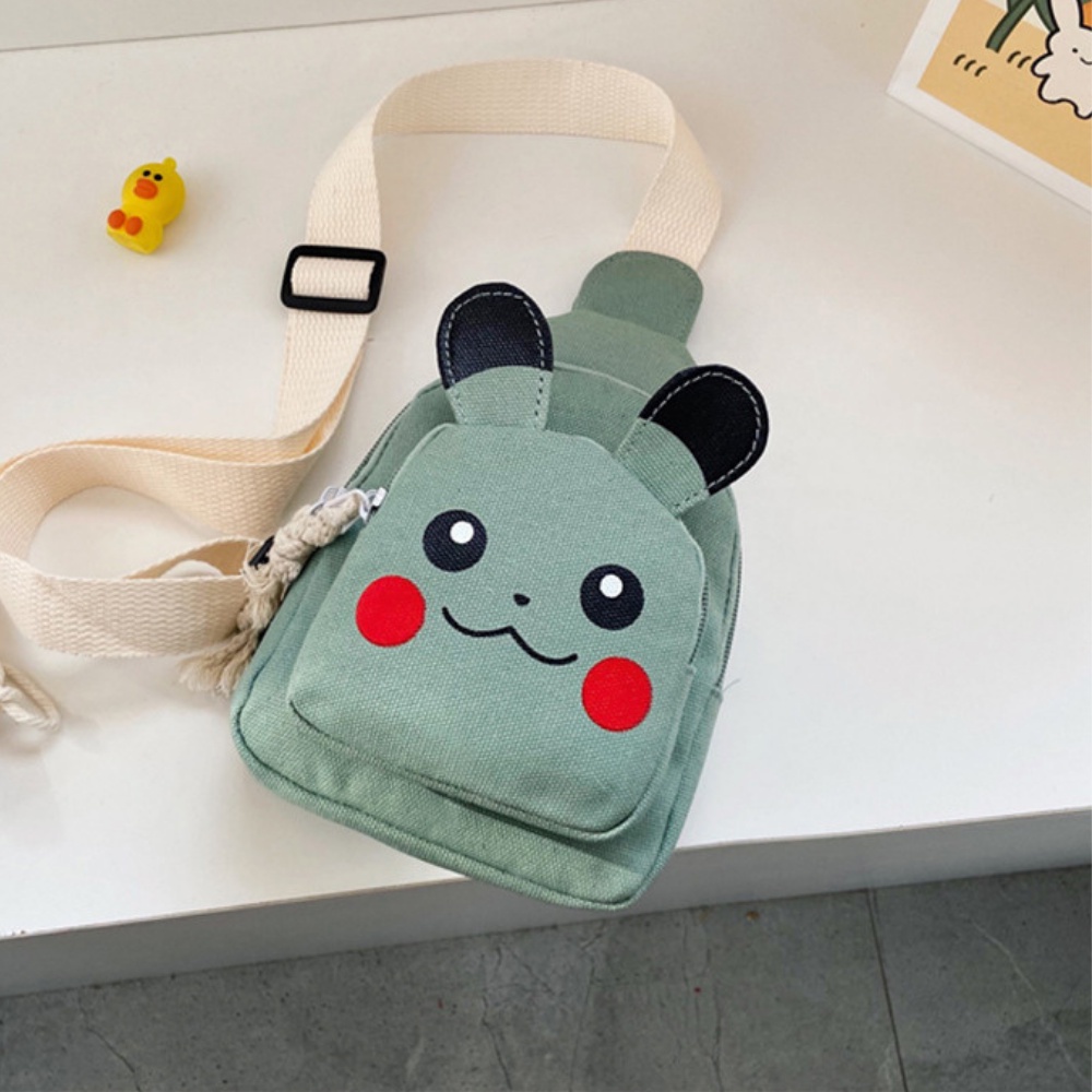 Túi đeo chéo cho bé Fuha, túi vải canvas họa tiết hình Pikachu dễ thương cho bé