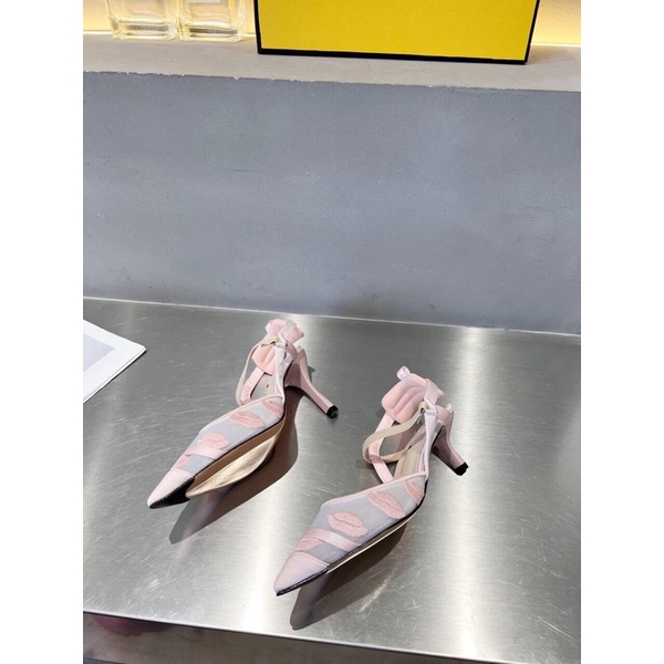 Sandal bít mũi mẫu mới gót cao 5.5cm/8.5cm thương hiệu Fendi FD cao cấp