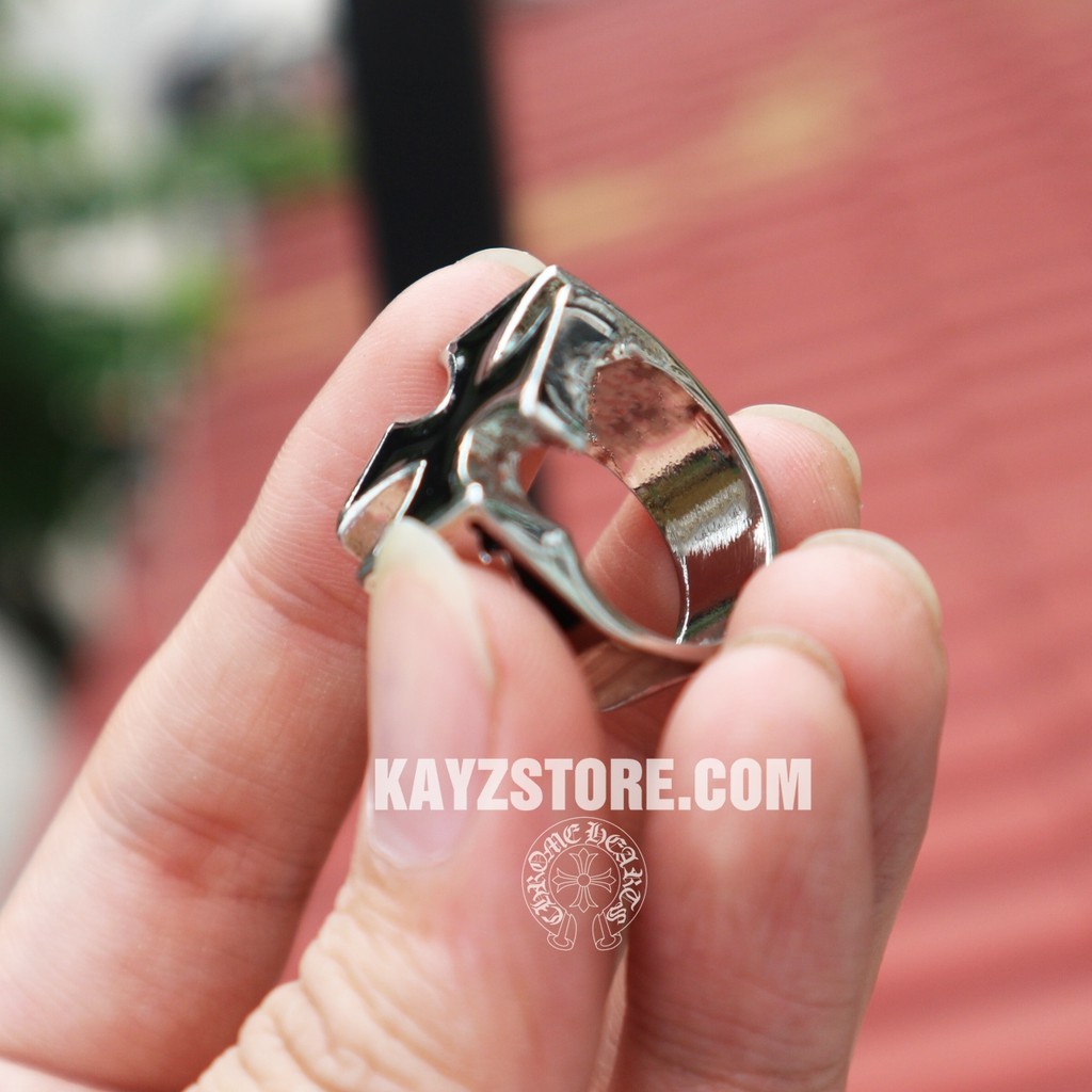 [FREESHIP] Nhẫn Chrome HeartS Chữ Thập Titan Bạc Thái S925