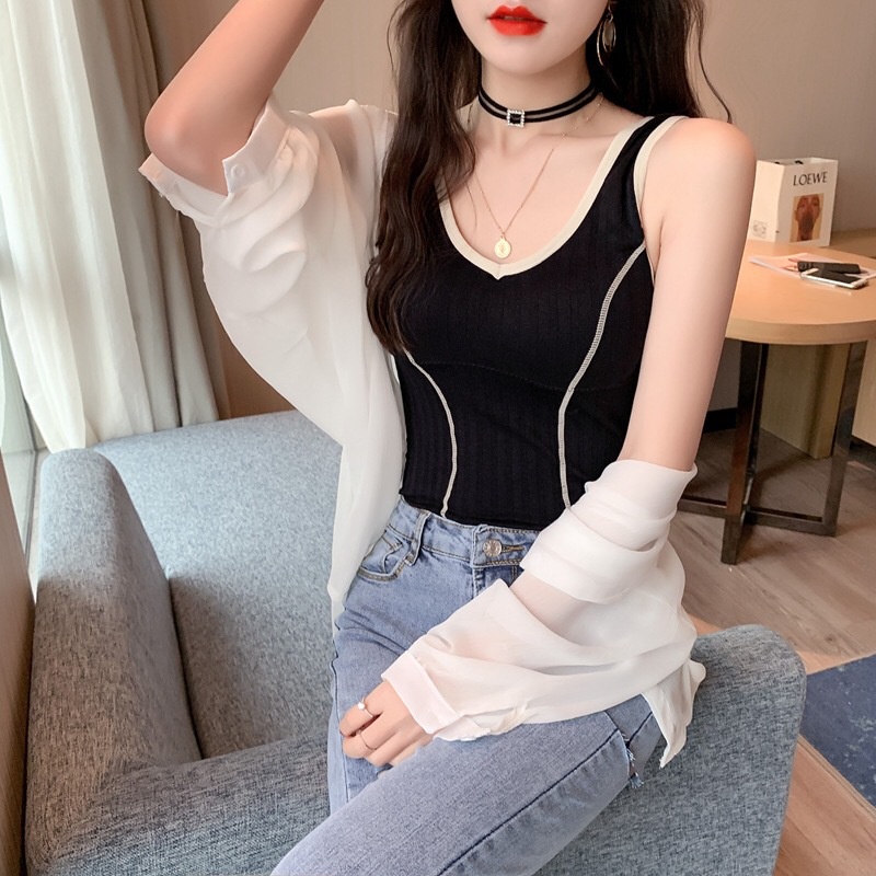 Áo hai dây nữ, bra nữ thân dài phong cách thể thao Hàn Quốc chất cotton co giãn có đệm ngực hàng loại 1 | BigBuy360 - bigbuy360.vn