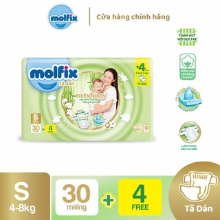 Tã/bỉm dán molfix thiên nhiên regular s - gói 30+4 miếng - gói nhỏ