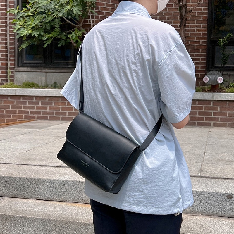 Túi đeo chéo bì thư da Unisex quai đính kèm túi phụ nhỏ độc lạ