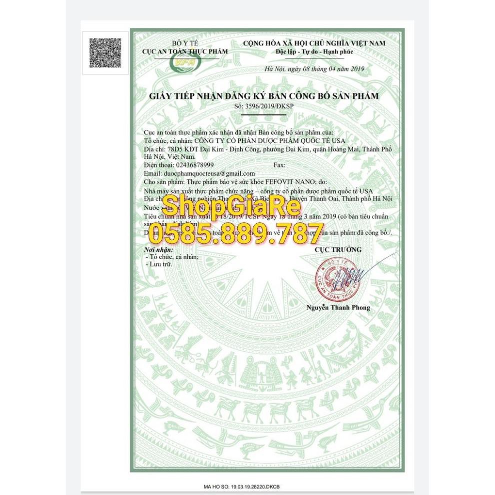 Fefovit Nano Bổ Sung Sắt, Tăng Cường Lưu Thông Máu Cho Phụ Nữ Mang Thai Hộp 100 viên