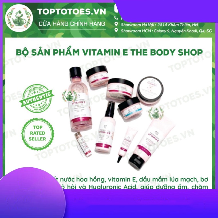 CHỈ SALE HÔM NAY Bộ Vitamin E Lúa Mạch The Body Shop rửa mặt, toner, xịt khoáng, kem dưỡng, mask siêu cấp ẩm và làm sáng