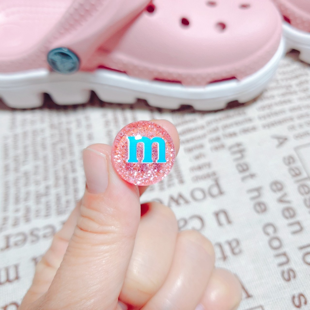 [Kẹo m&amp;m] Nút gắn hkdesign/ phụ kiện trang trí loại đá cứng mô hình 3D - Sticker dép