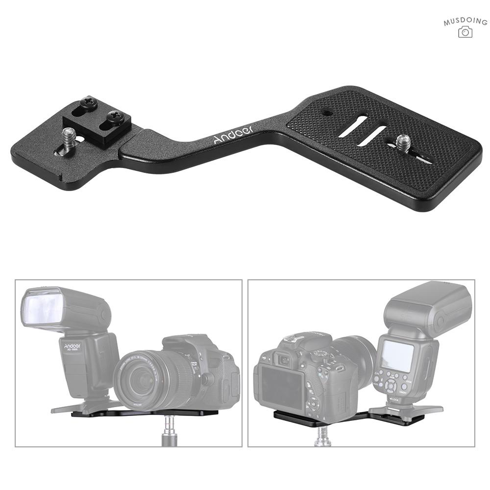 ღ Andoer Universal Aluminum Bracket Mount Holder for Camera Speedlite Flash Light with 1/4" Screw for Canon Nikon Sony DSLR Cameras