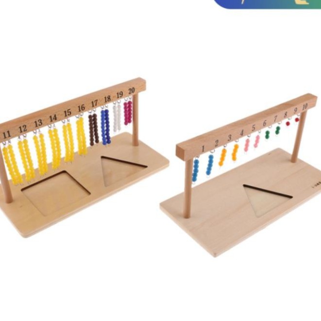 Giáo Cụ Montessori - 2 Khung Treo Hạt Cườm 1-19 - Hàng Đẹp Bản Chuẩn ( Number Counting 1-20 Hanging Frame )