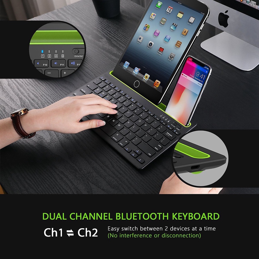 Bàn phím Bluetooth không dây PK230  kết nối với điện thoại Máy Tính Bảng - Bàn phím KHÔNG DÂY Bluetooth Model mới 2018