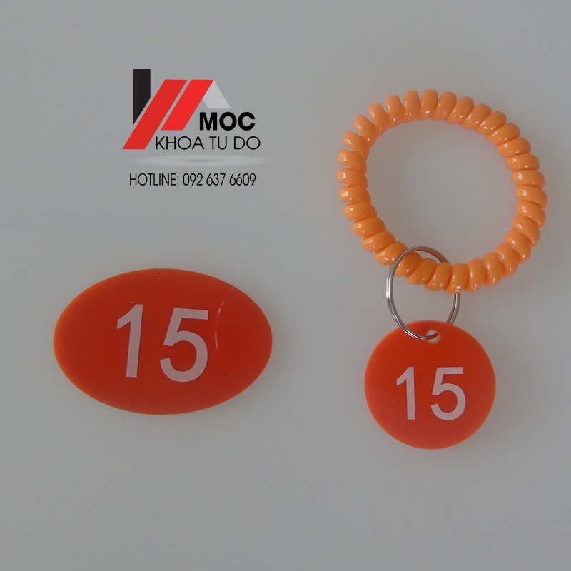 Móc khóa Mica Khắc Laser kèm số dán tủ ( Chịu nước tốt )