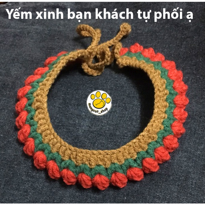 Yếm len hoa tulip đáng yêu cho thú cưng, Yếm len cho chó mèo, vòng cổ