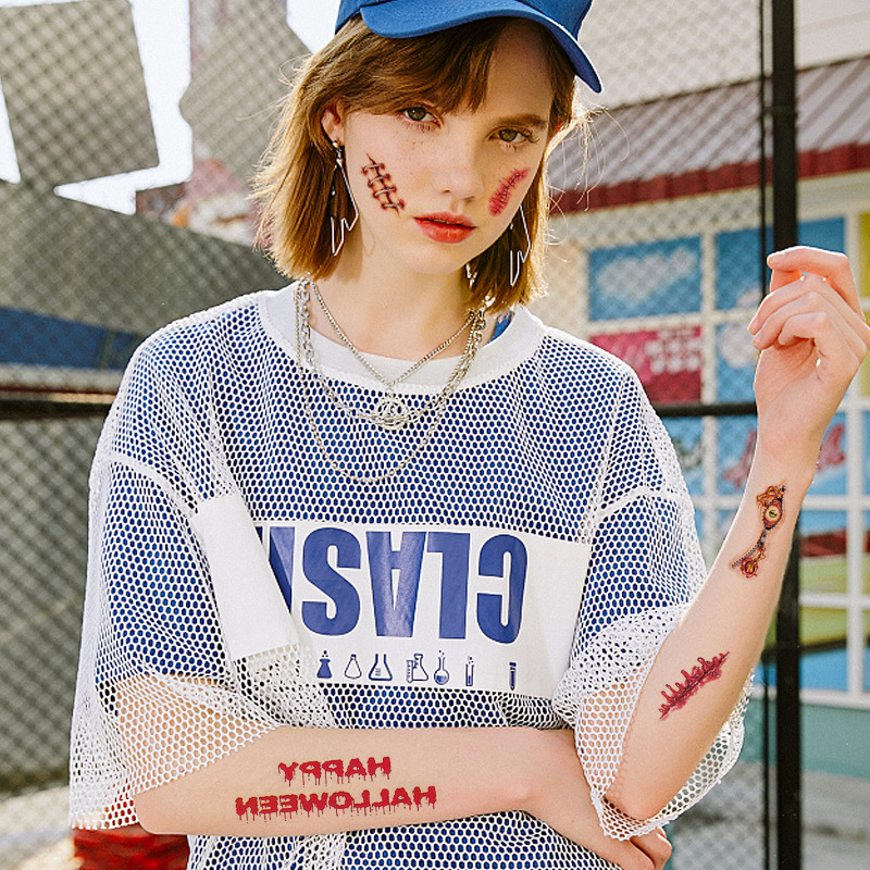 Hình xăm dán vết thương giả hóa trang halloween thiết kế sáng tạo