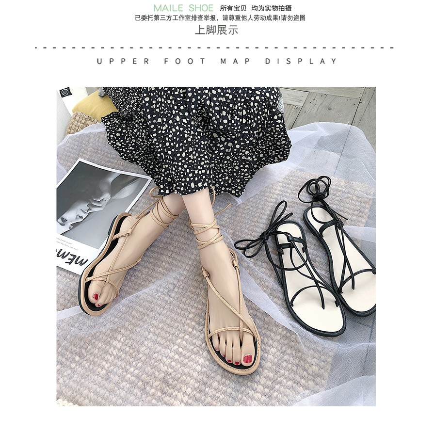 Giày sandal buộc dây phong cách Hàn Quốc xinh xắn dành cho nữ