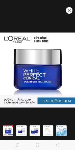 Chính hãng có hóa đơn kem dưỡng trắng da L'oreal paris white perfect clinical loreal chống nám ban đêm