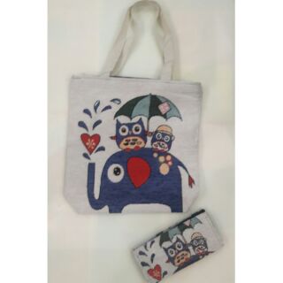 Combo túi xách đeo vai loại to và ví bóp thổ cẩm