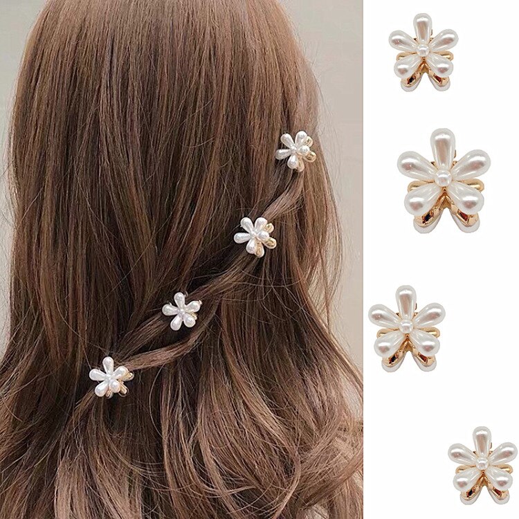 Kẹp Tóc Hình Hoa Cúc Đính Ngọc Trai Thời Trang Cho Nữ