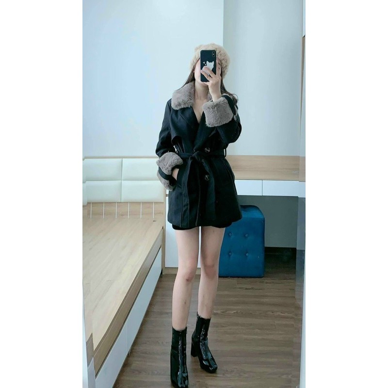 [ MÃ 1801 ] ÁO KHOÁC DẠ CỔ LÔNG PHA TAY LÔNG | BigBuy360 - bigbuy360.vn