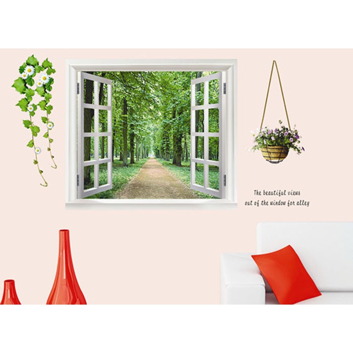 Decal dán tường khung cửa sổ