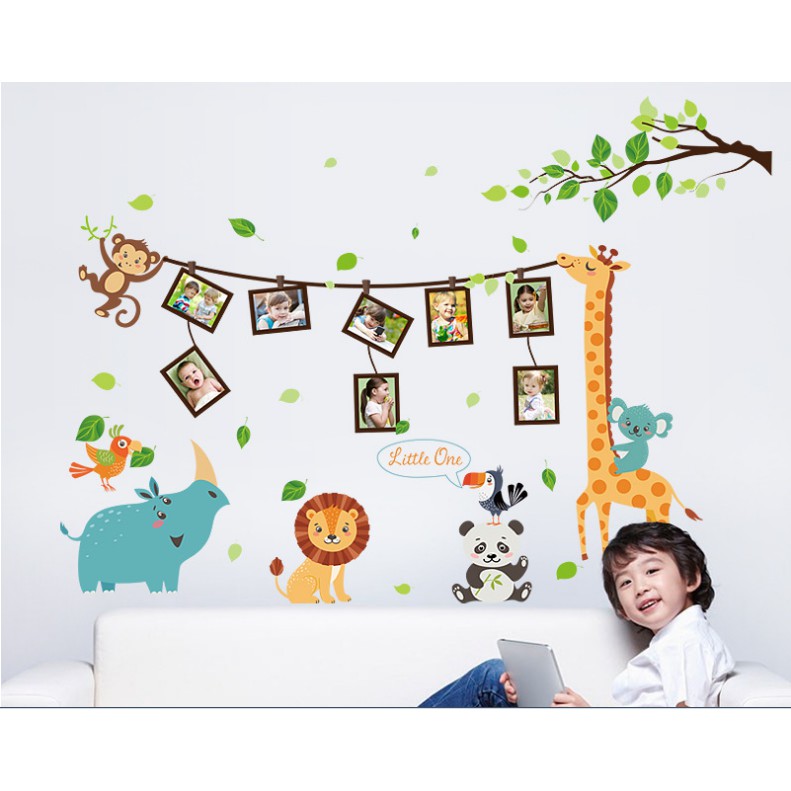 Decal trang trí tường Các Thú làm Dây leo treo ảnh