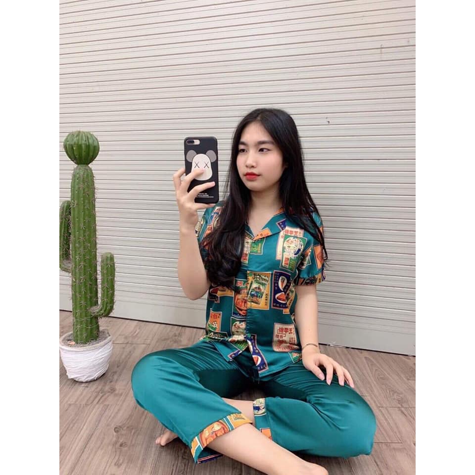 Bộ pizama đô la quần dài áo cộc xinh xắn