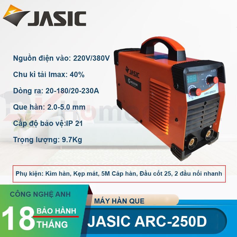 Máy hàn que Jasic ARC 250D cam kết chính hãng